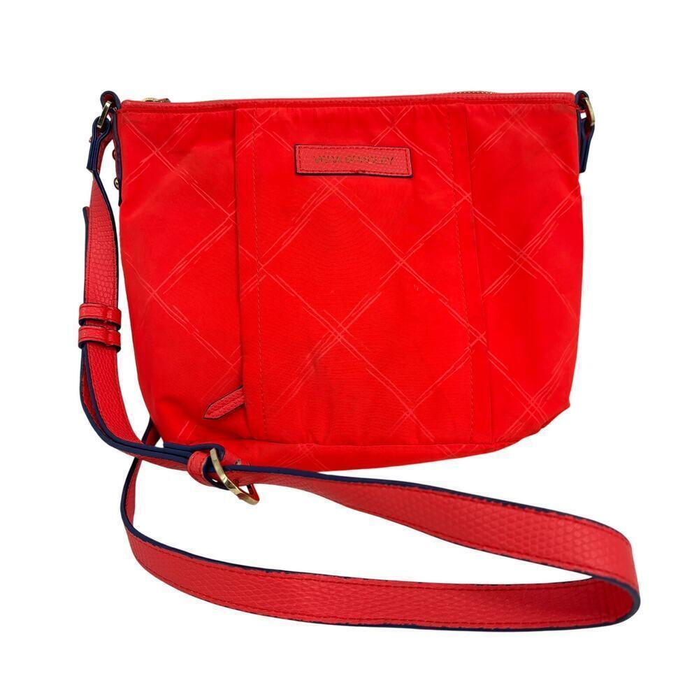 Vera Bradley Crossbody Bag Orange Preppy Polly Top Zip Adjustable Strap